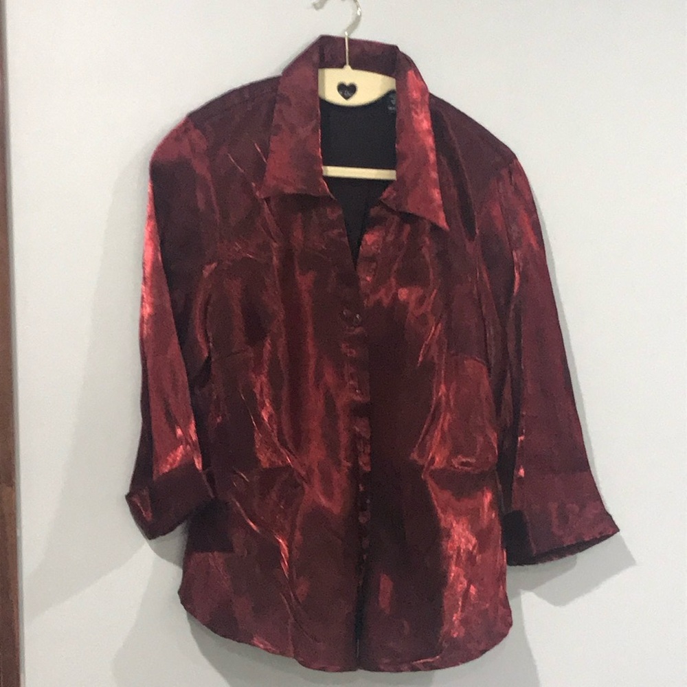 Diamond Supply Co. Burgundy Satin Button Down Shirt
